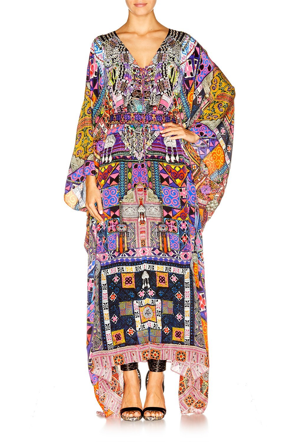 PATCH ME UP SPLIT HEM LACE UP KAFTAN