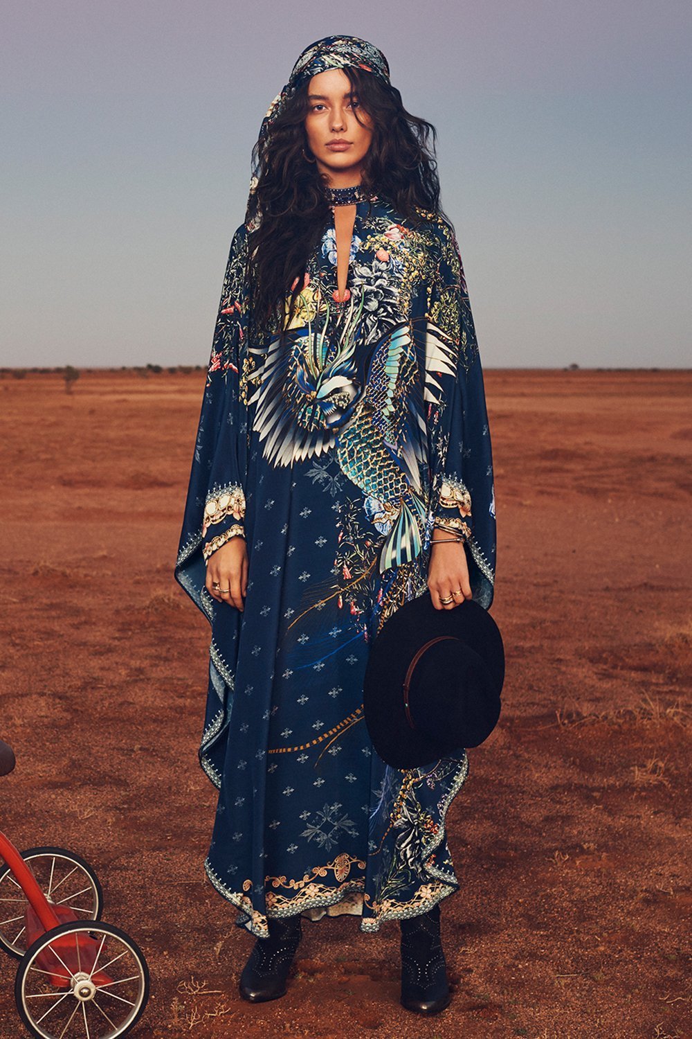 KAFTAN WITH HIGH COLLAR STAND SOUTHERN TWILIGHT