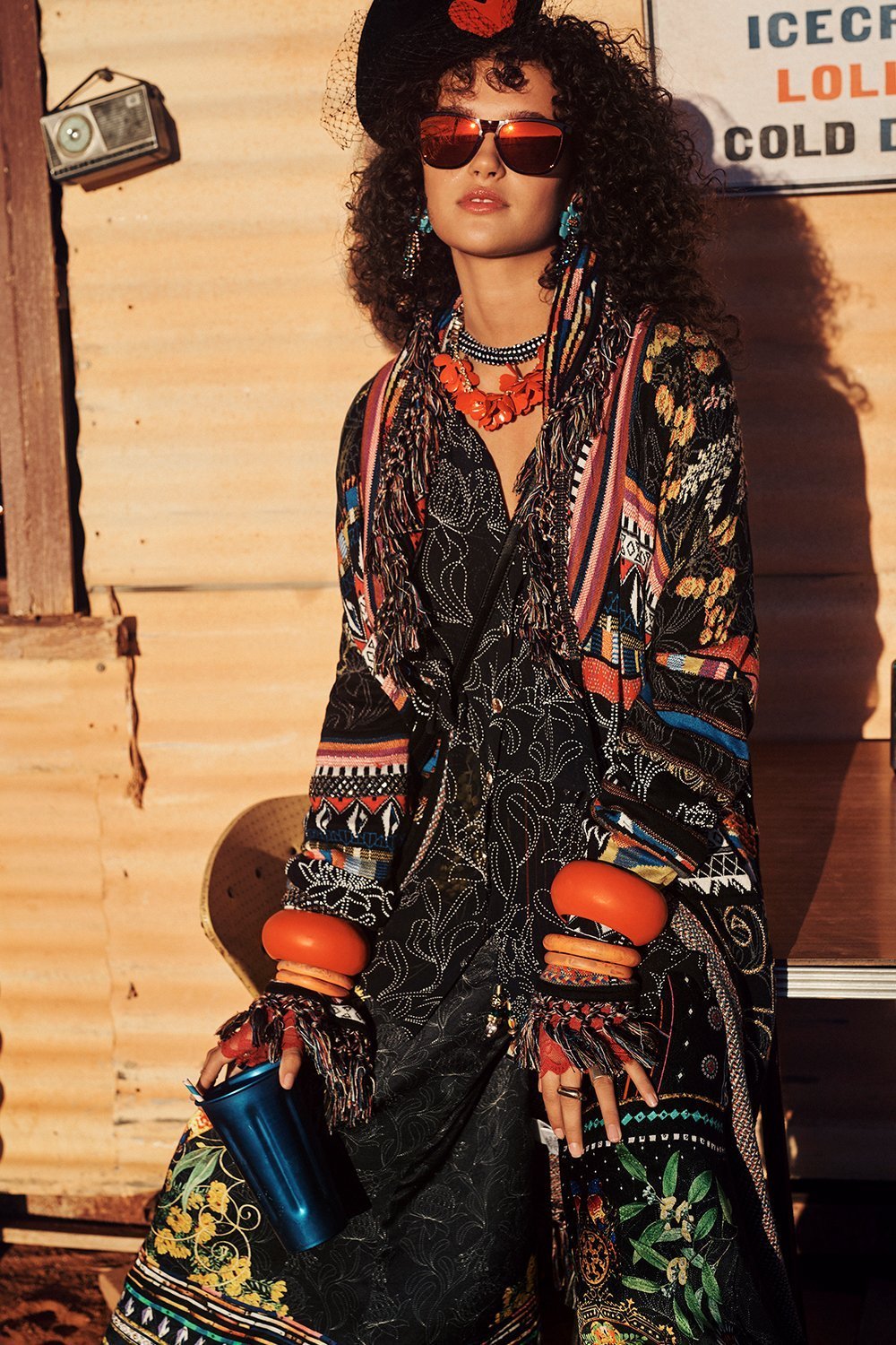 KNIT JACQUARD JACKET WITH FRINGING BLACKHEATH BETTY