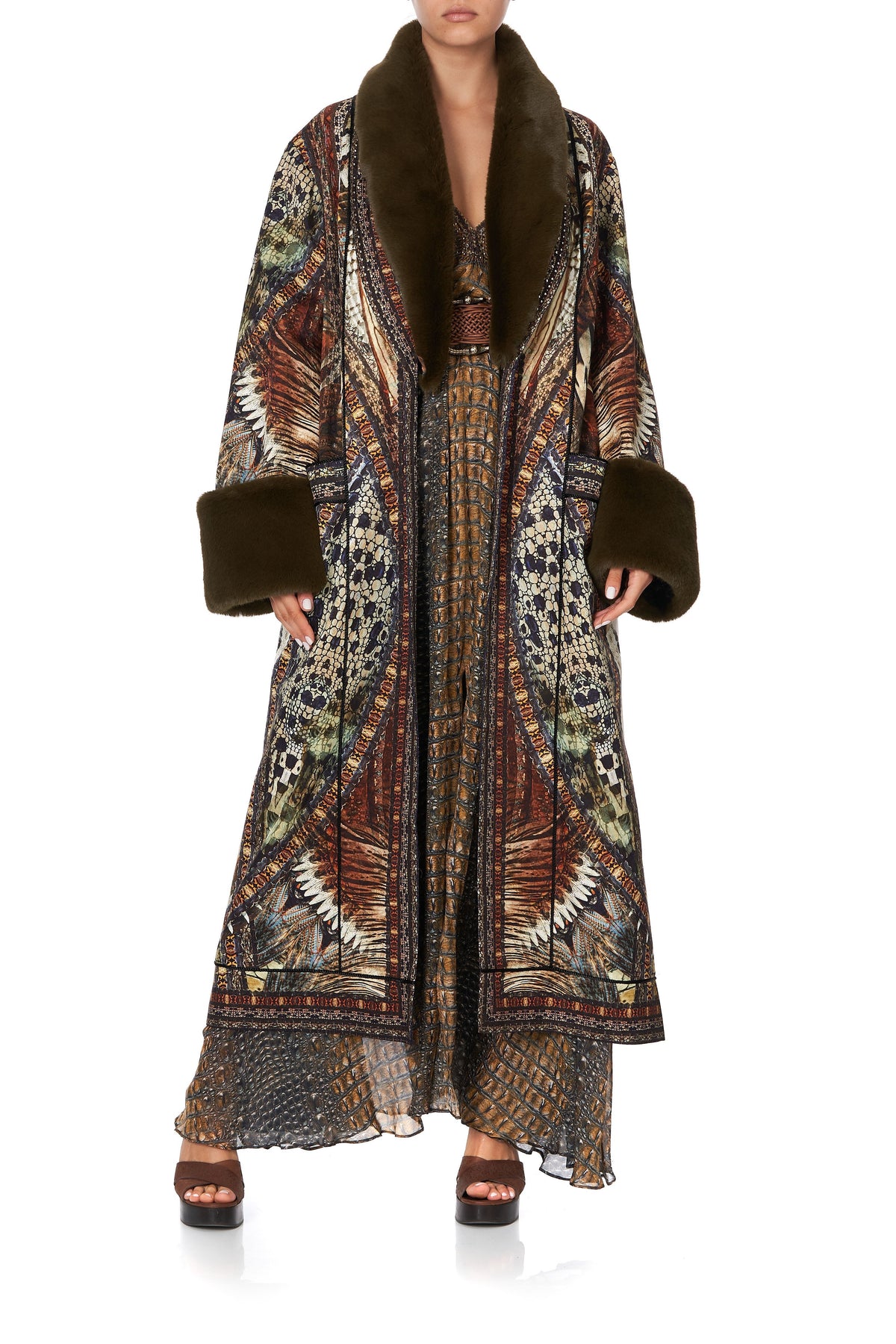 COAT WITH FUR CUFF AND COLLAR KAKADU CALLING
