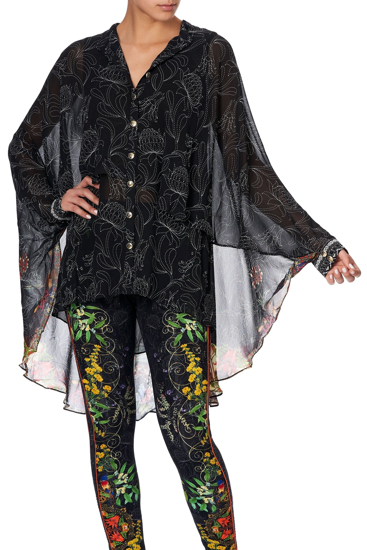 DRAPED BUTTON FRONT BLOUSE BLACKHEATH BETTY