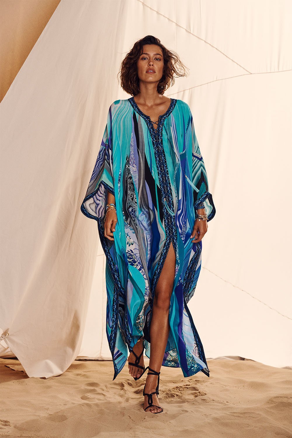 LONG LACE UP KAFTAN WITH EYELETS WATEGOS WANDERLUST