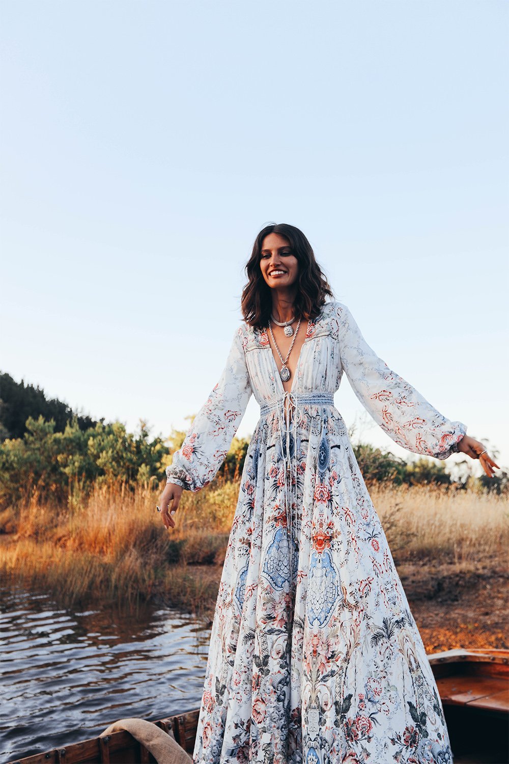 PEASANT DRESS WITH TIE FRONT SOUTHERN BELLE