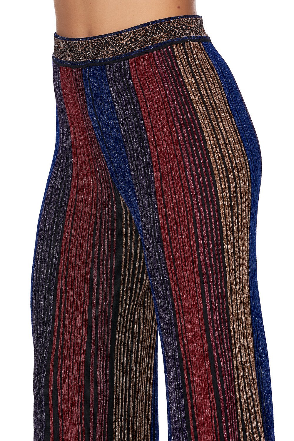 FLARED METALLIC KNIT PANTS FOLK RIVER