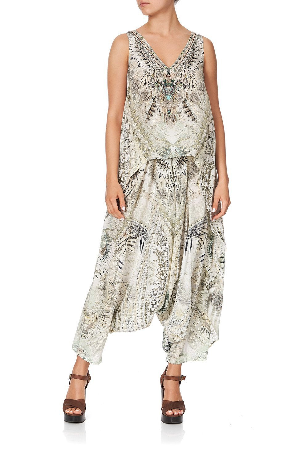 HIGH LOW CROSS OVERLAY TOP DAINTREE DREAMING