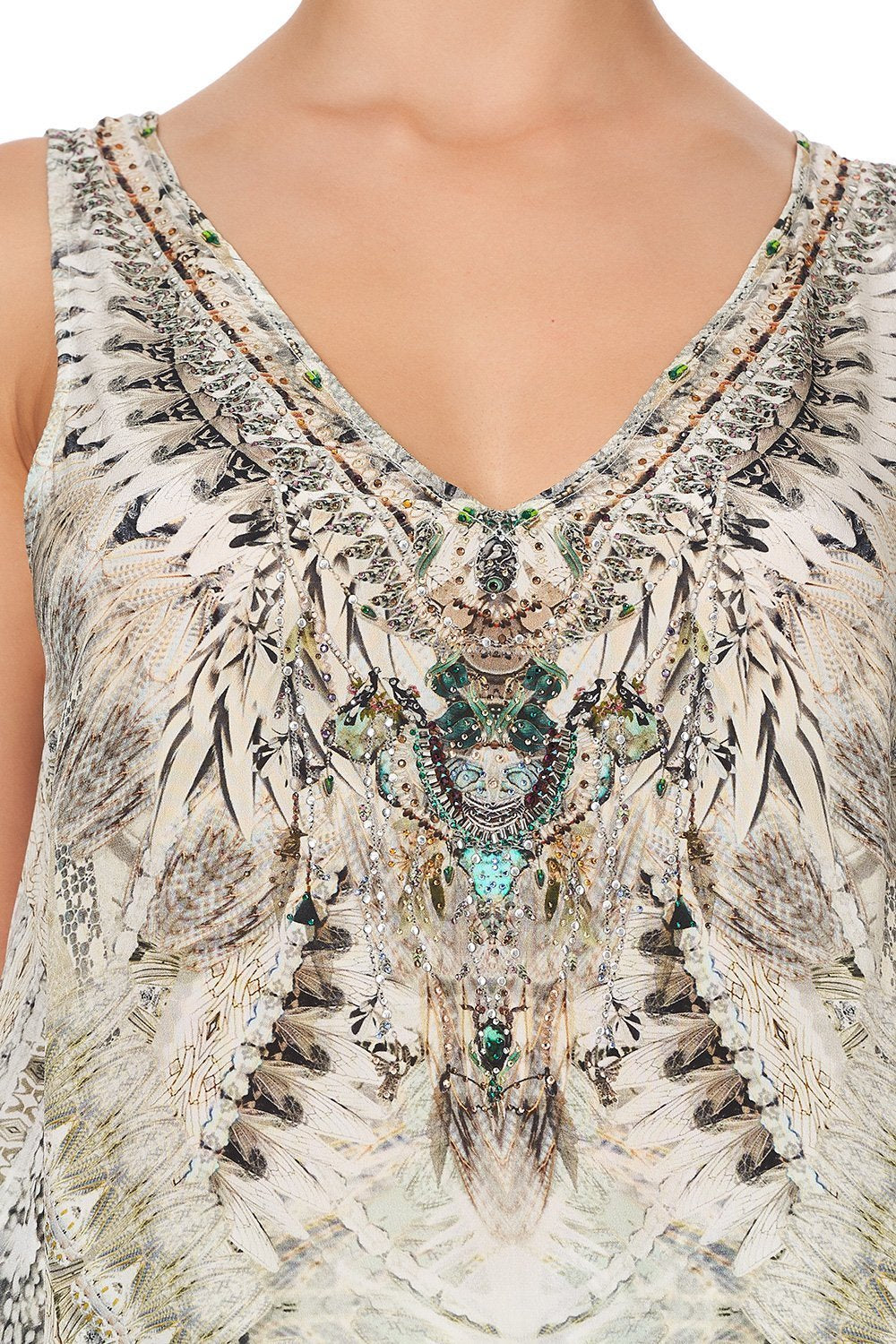 HIGH LOW CROSS OVERLAY TOP DAINTREE DREAMING