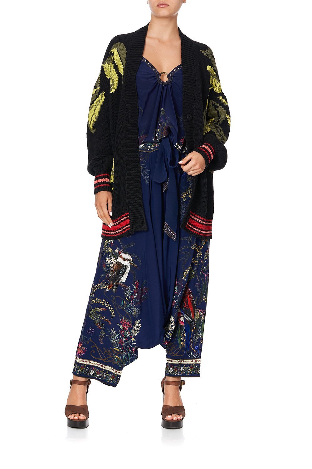 KNIT CARDIGAN WITH FRONT WELT POCKETS WINGS IN ARMS