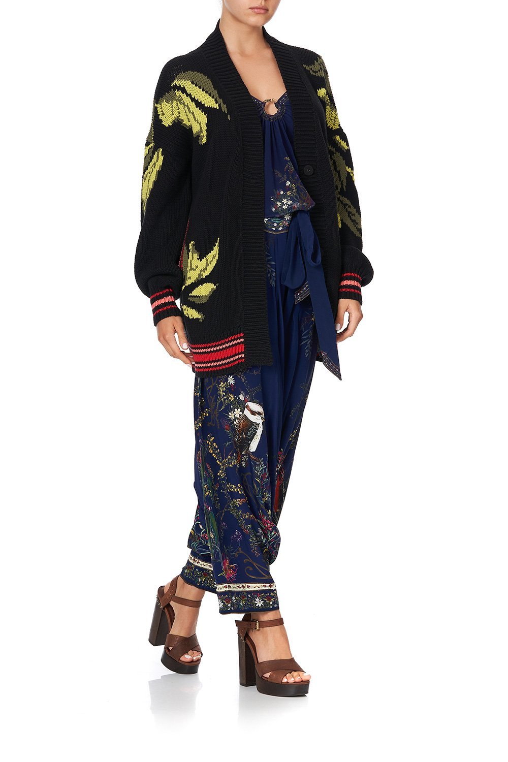 KNIT CARDIGAN WITH FRONT WELT POCKETS WINGS IN ARMS