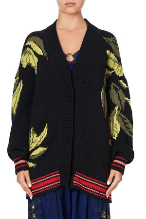 KNIT CARDIGAN WITH FRONT WELT POCKETS WINGS IN ARMS