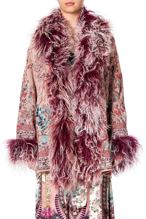 KNIT JACQUARD COAT WITH FUR ALL MY AVIGNON