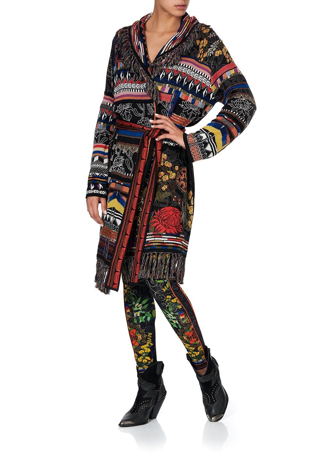 KNIT JACQUARD JACKET WITH FRINGING BLACKHEATH BETTY