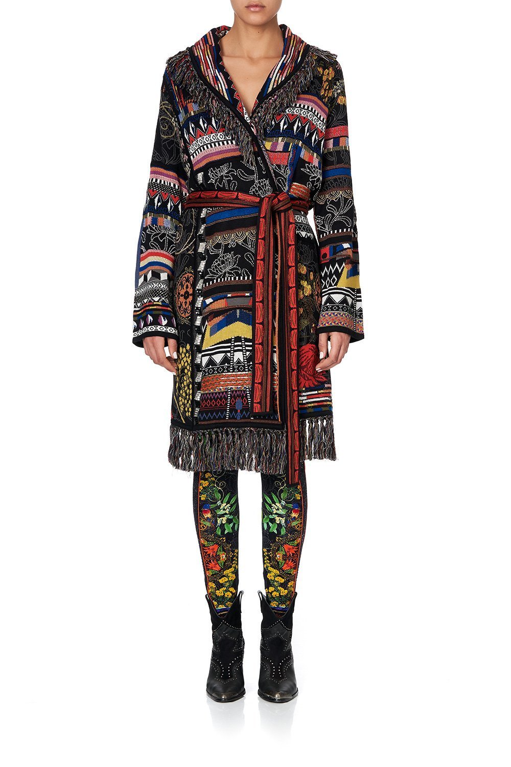 KNIT JACQUARD JACKET WITH FRINGING BLACKHEATH BETTY