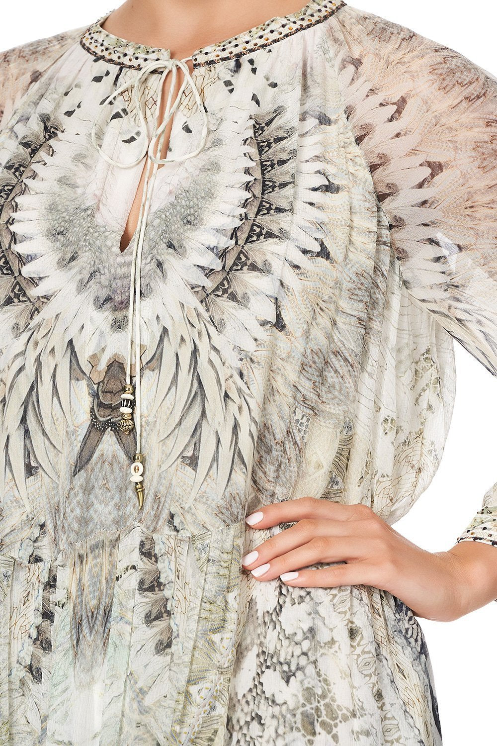 LONG GATHERED PANEL DRESS DAINTREE DREAMING