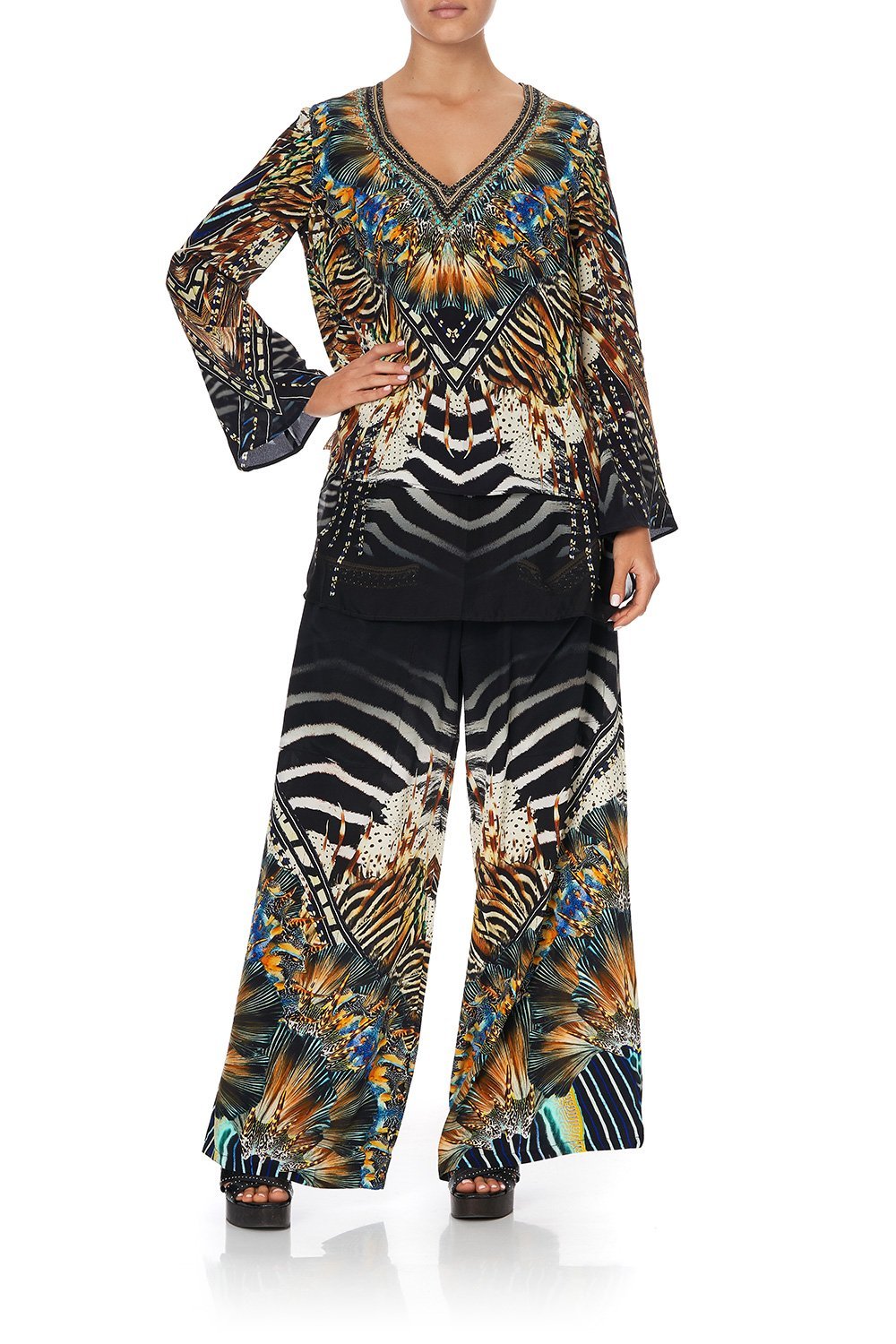 BLOUSE WITH SIDE SPLIT UNDERLAY LOST PARADISE