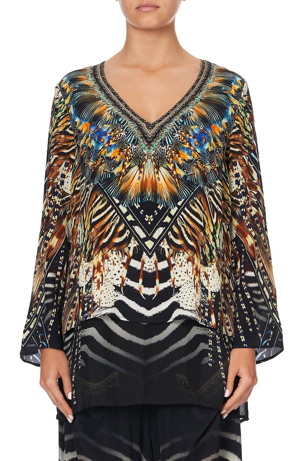 BLOUSE WITH SIDE SPLIT UNDERLAY LOST PARADISE