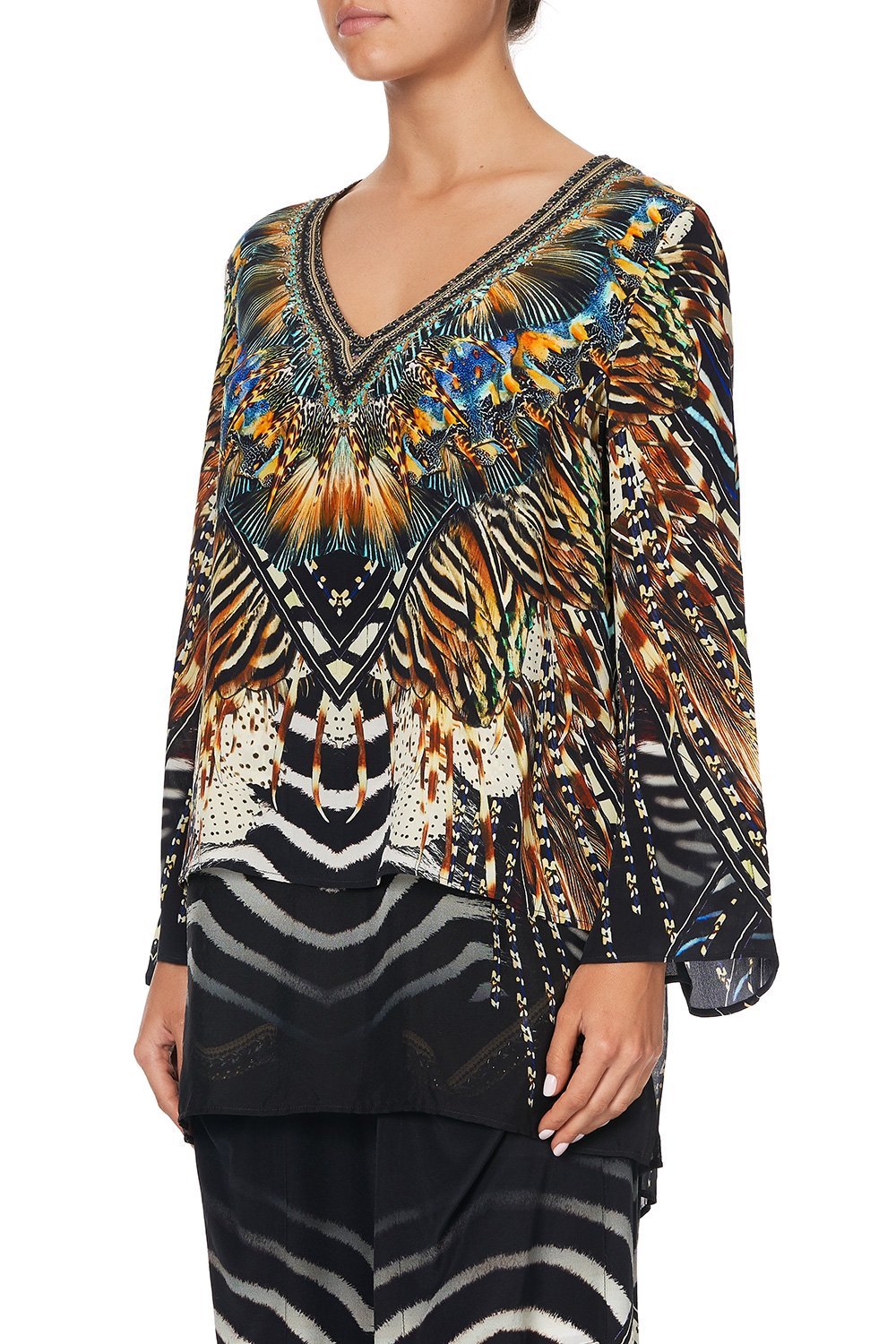 BLOUSE WITH SIDE SPLIT UNDERLAY LOST PARADISE