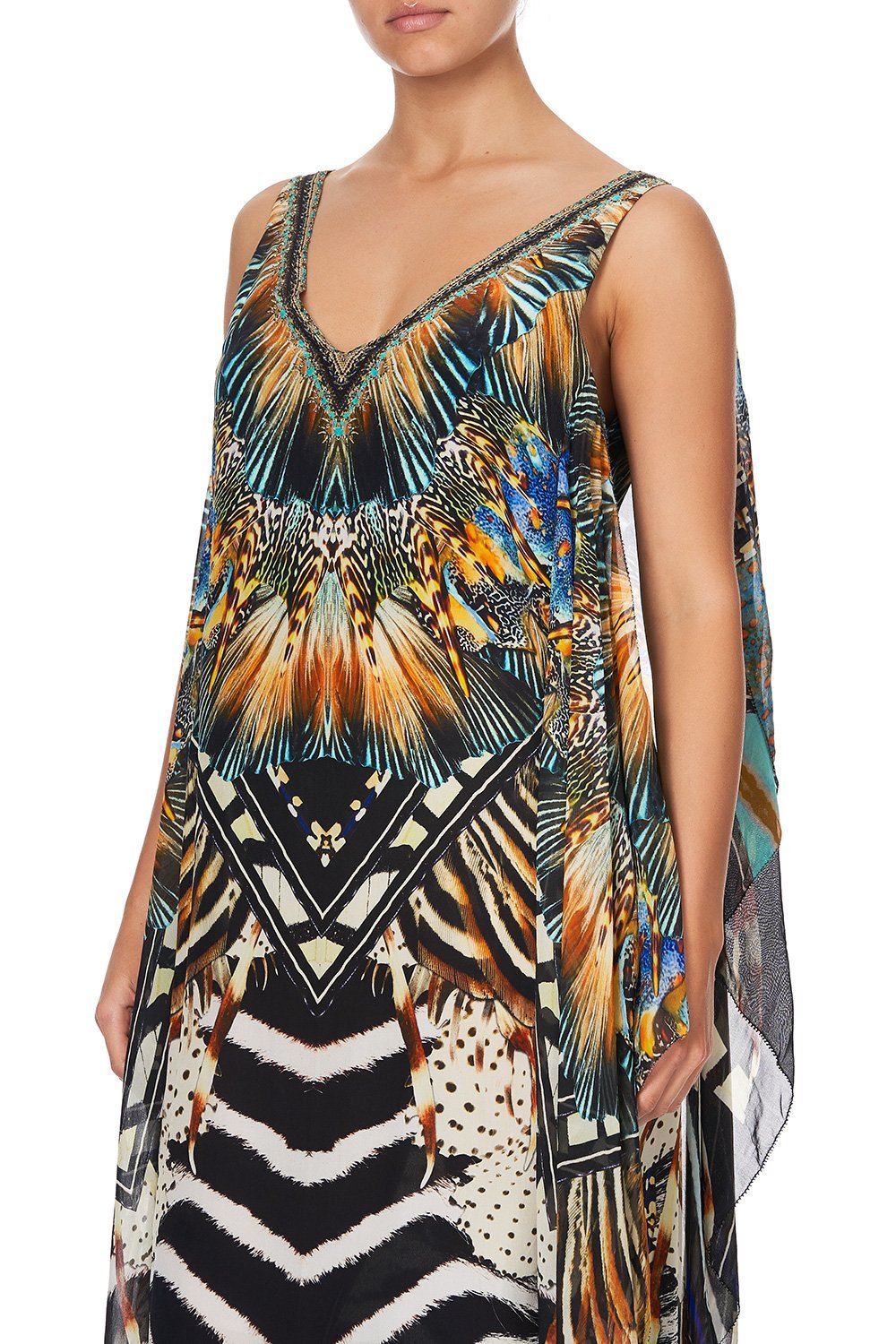 V-NECK DRESS WITH BACK OVERLAYER LOST PARADISE