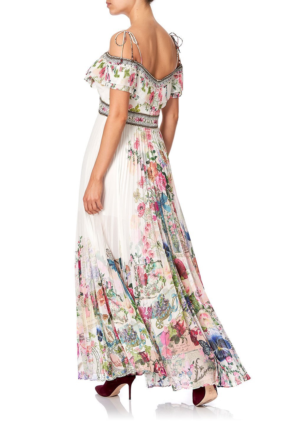 PLEATED DRESS WITH PLEAT SLEEVE JARDIN POSTCARDS