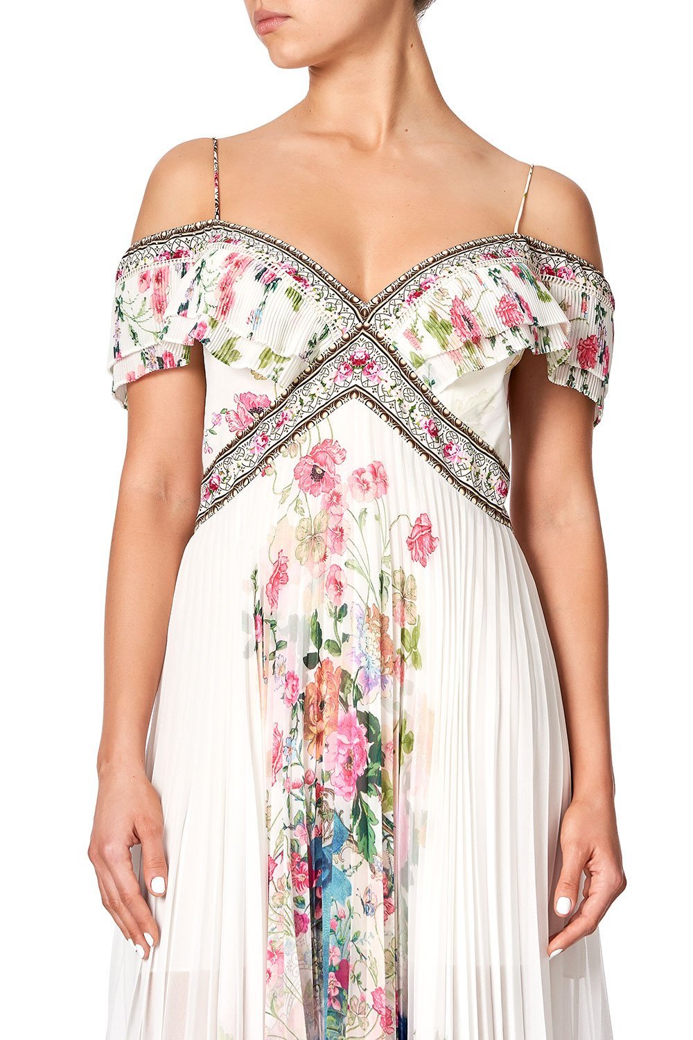 PLEATED DRESS WITH PLEAT SLEEVE JARDIN POSTCARDS