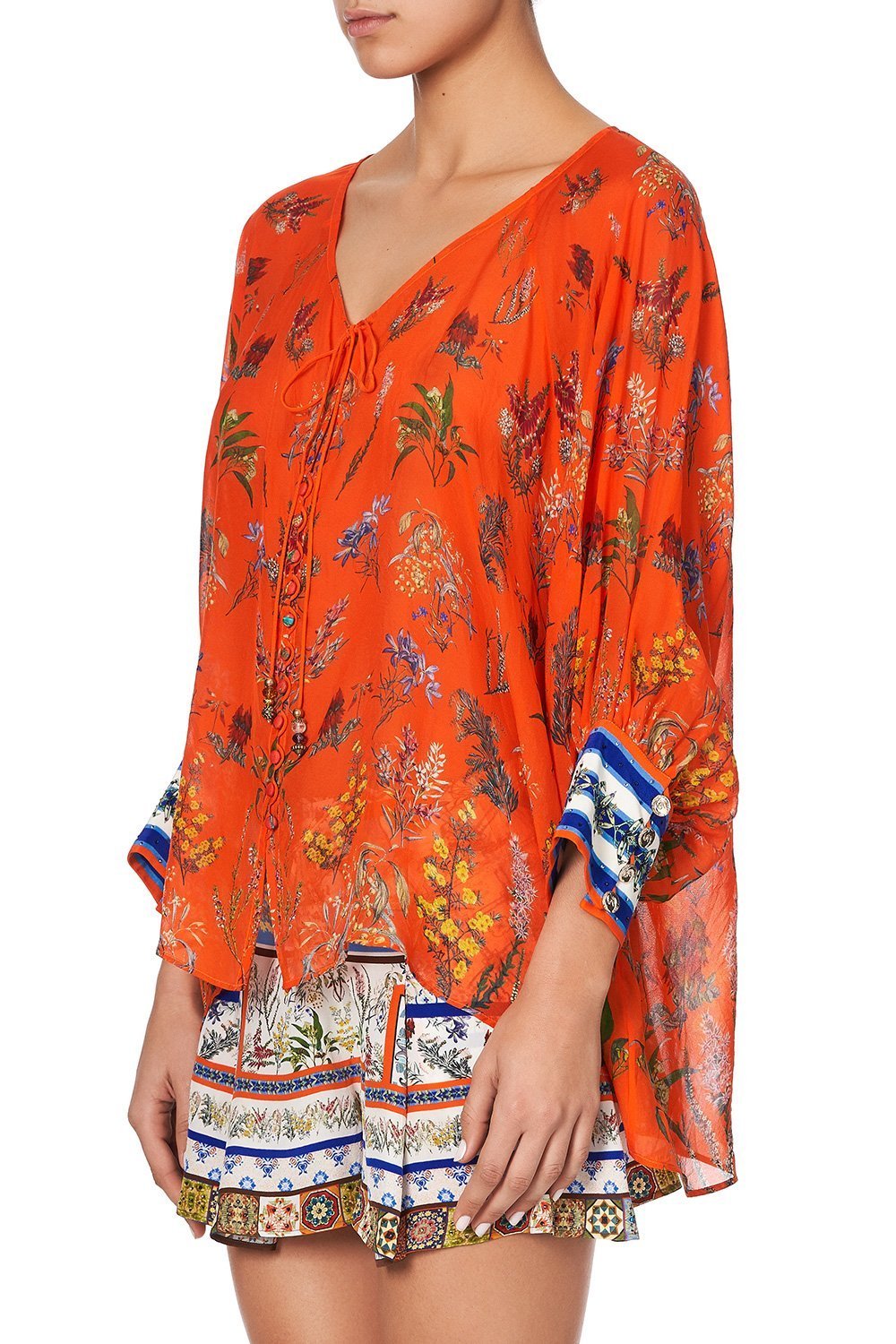 RAGLAN SLEEVE BUTTON UP TOP GONE COAST