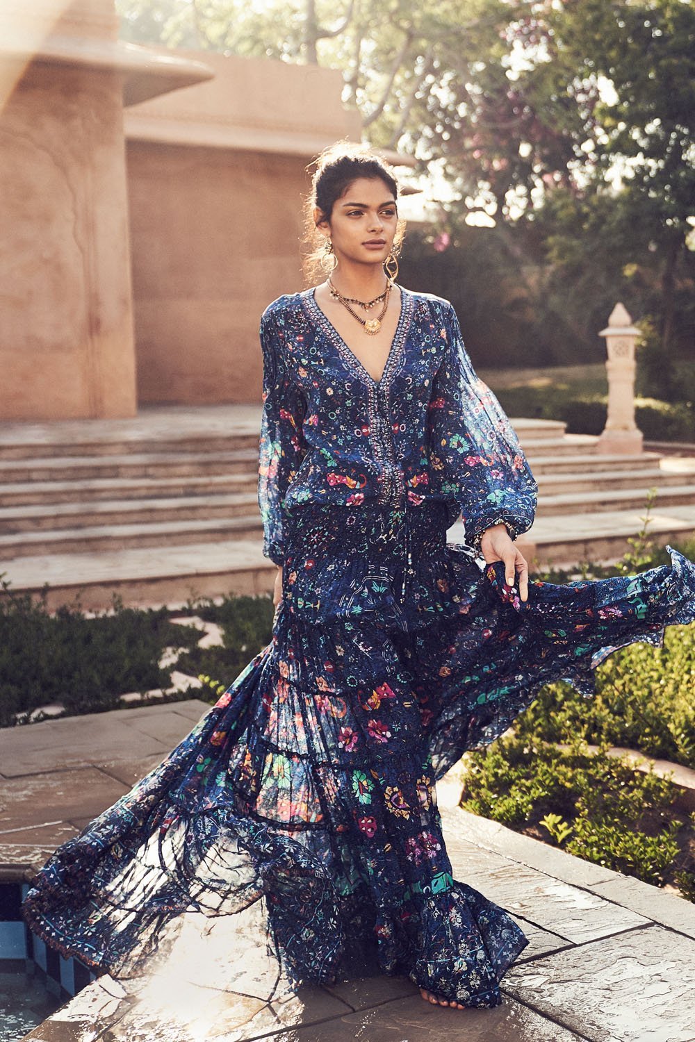 KINDNESS KALEIDOSCOPE SHEER TIERED CIRCLE SKIRT