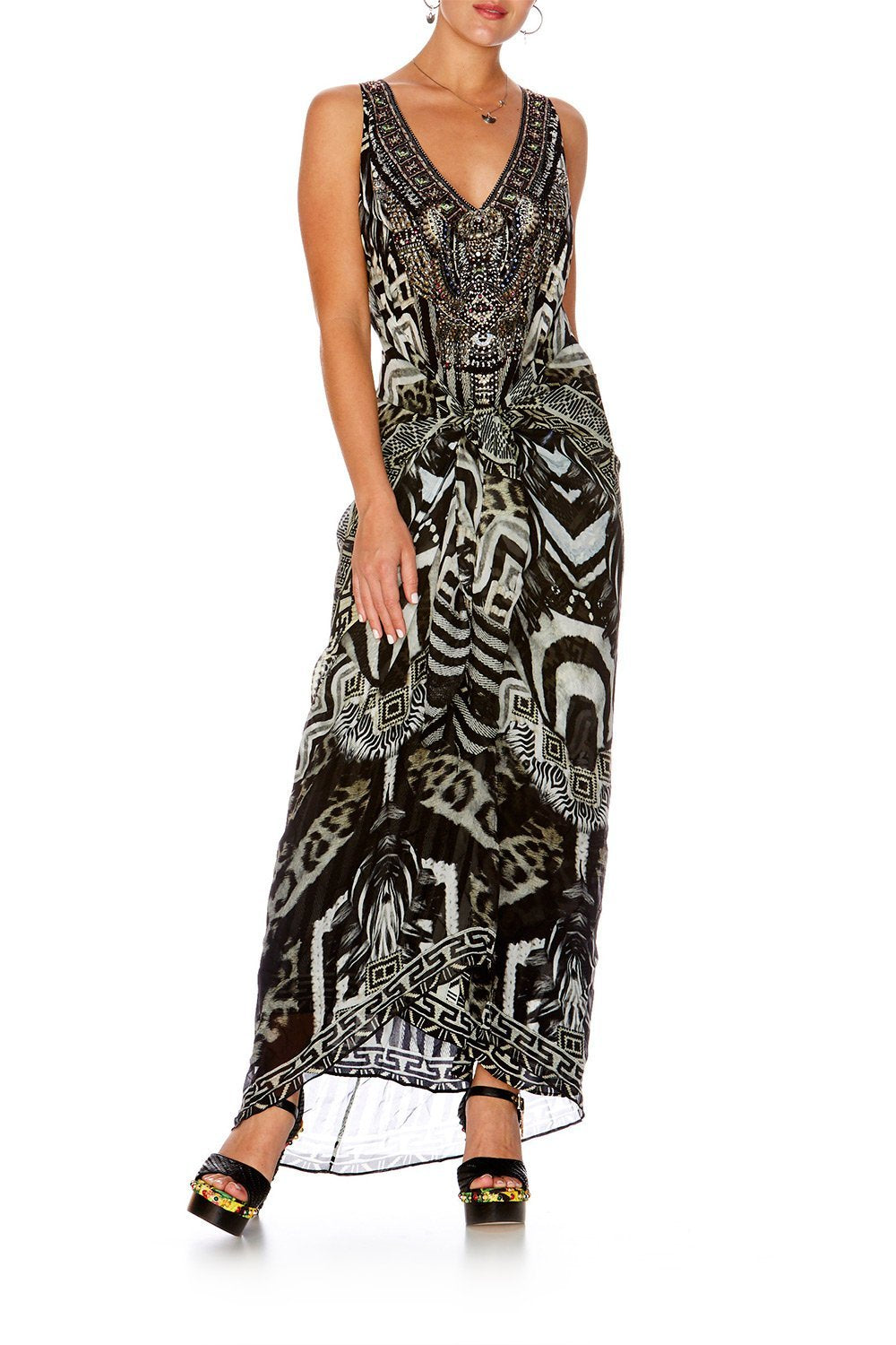 TRIBAL THEORY TIE FRONT MULTIWEAR DRESS