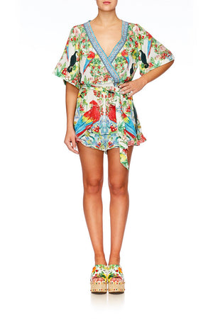 ONE FLEW OVER CROSS OVER FRILL HEM PLAYSUIT