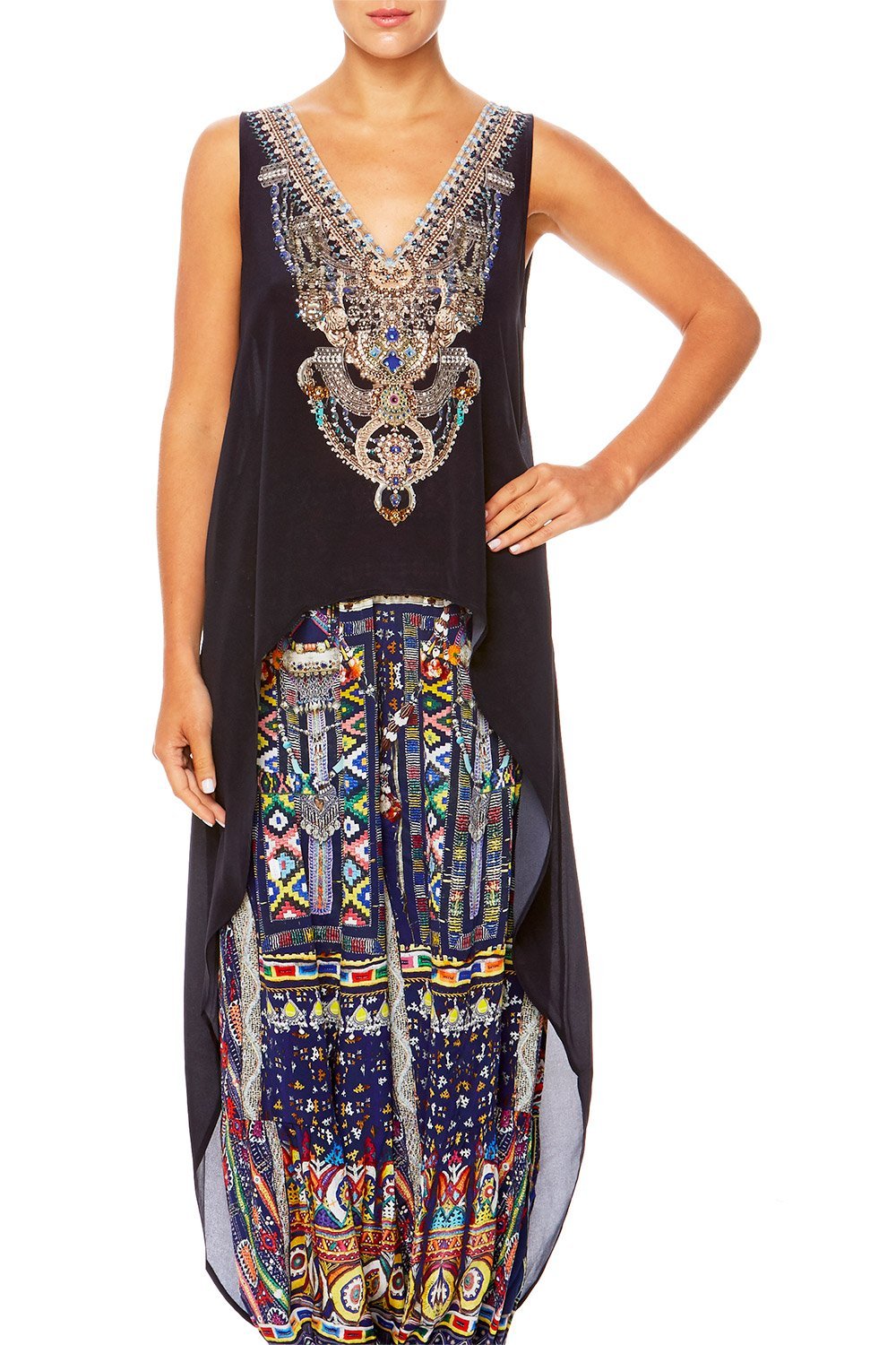 WHERE YOULL FIND ME HIGH LOW CROSS OVERLAY TOP