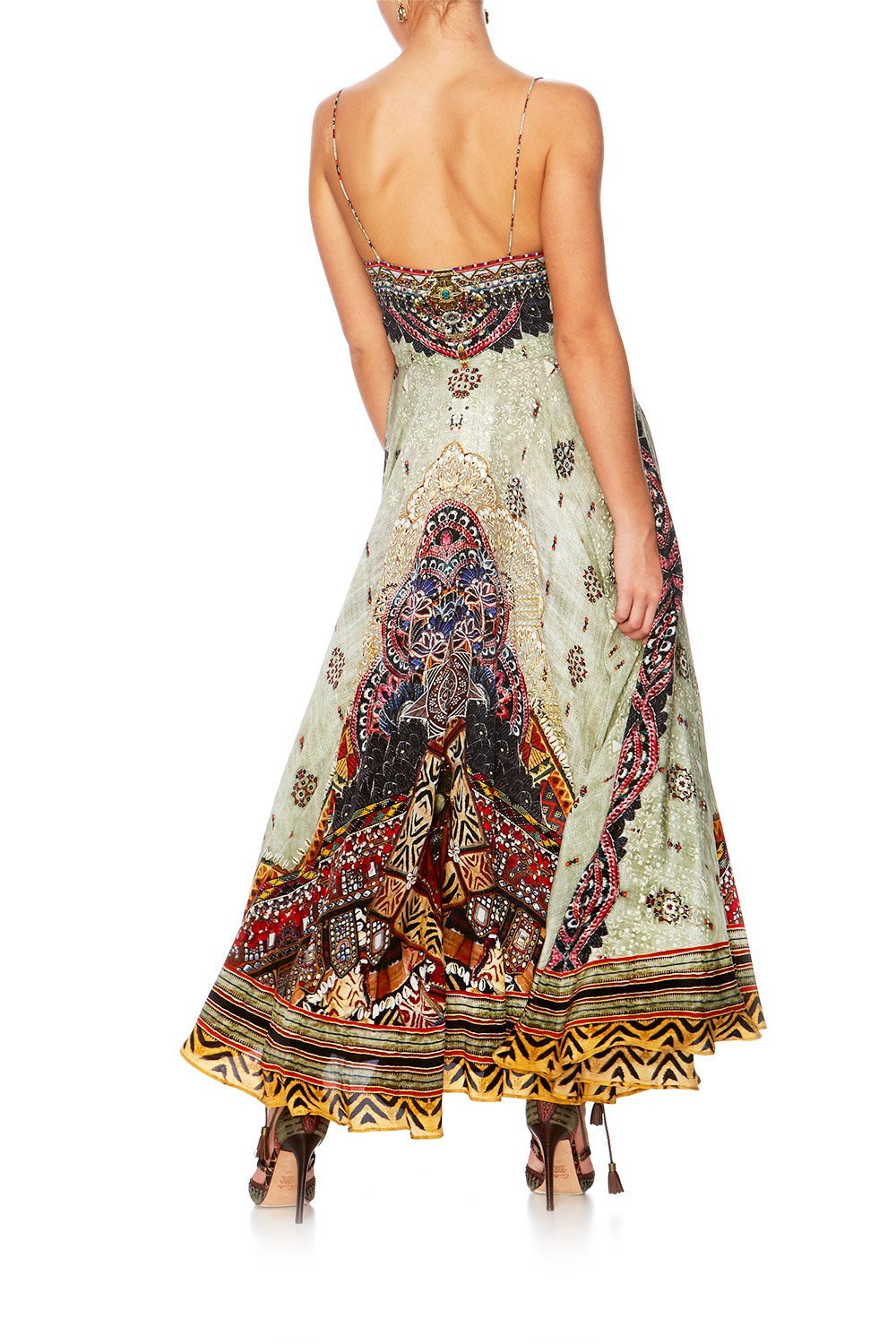 THE CARAVAN LONG DRESS W TIE FRONT