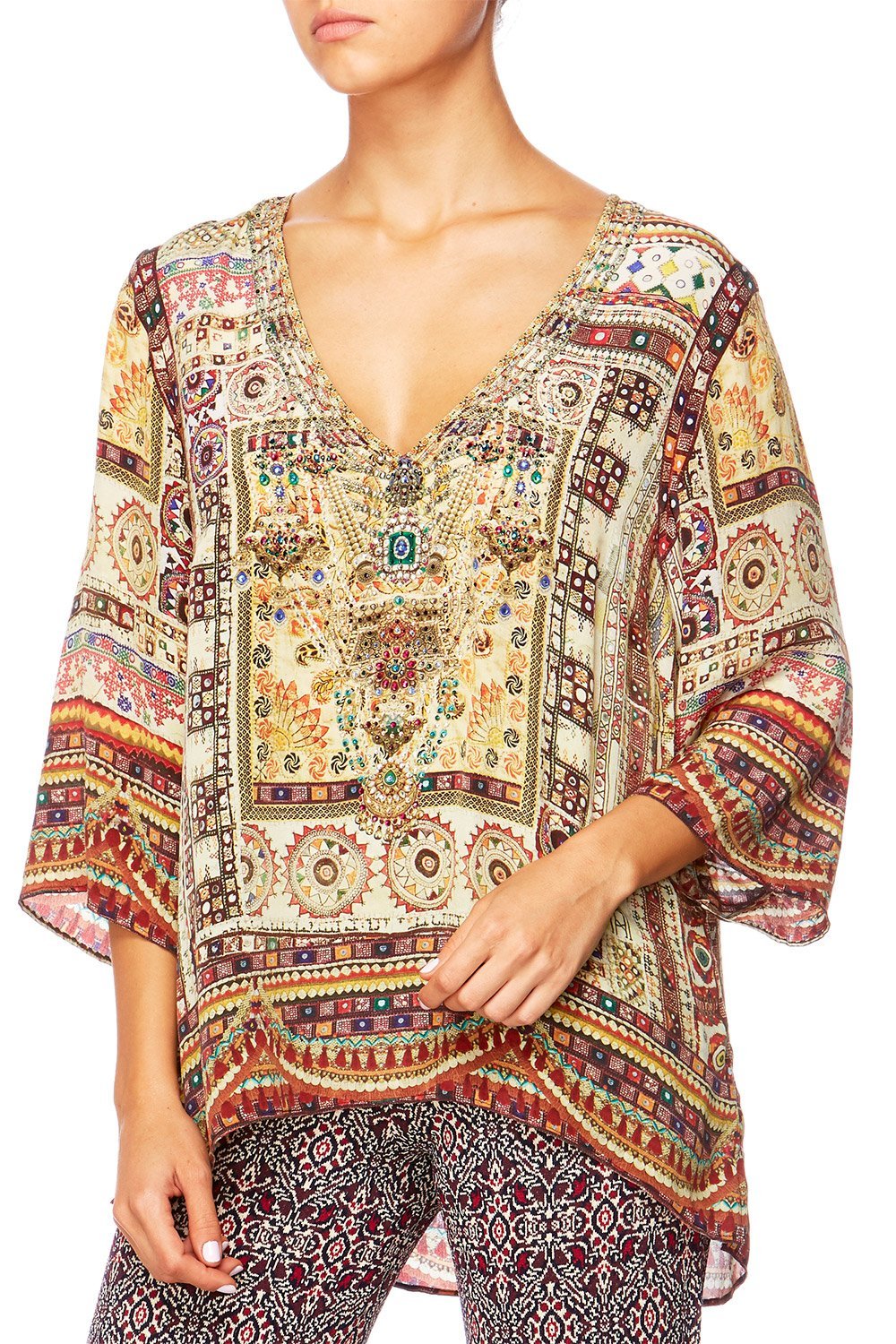 INDIANA FRANKS V-NECK OVERSIZED BLOUSE
