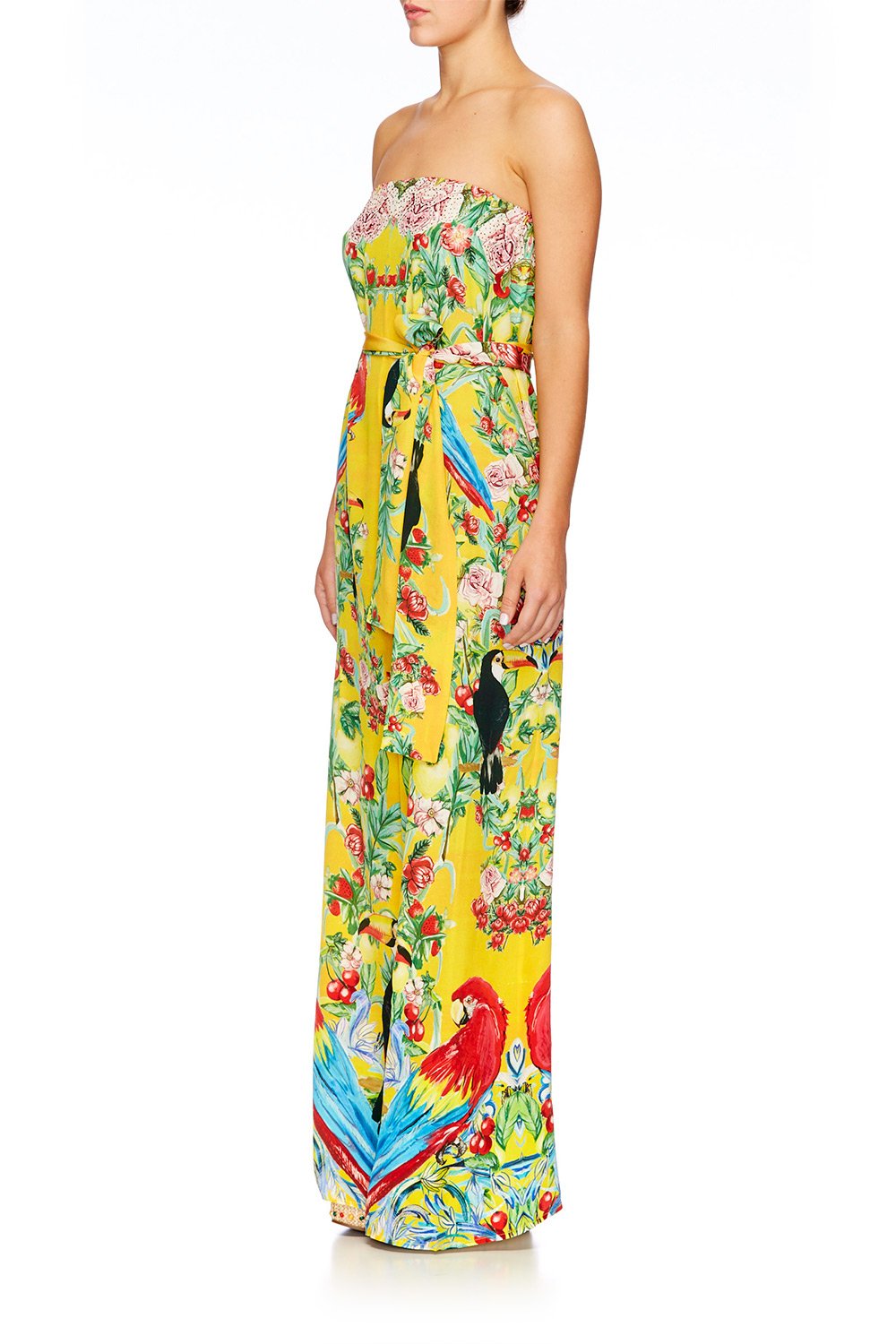 LOVE BIRDS TIE WAIST STRAPLESS JUMPSUIT
