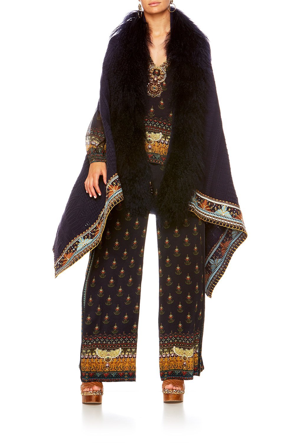 BLISS OF BOHEMIA SHEARLING CAPE