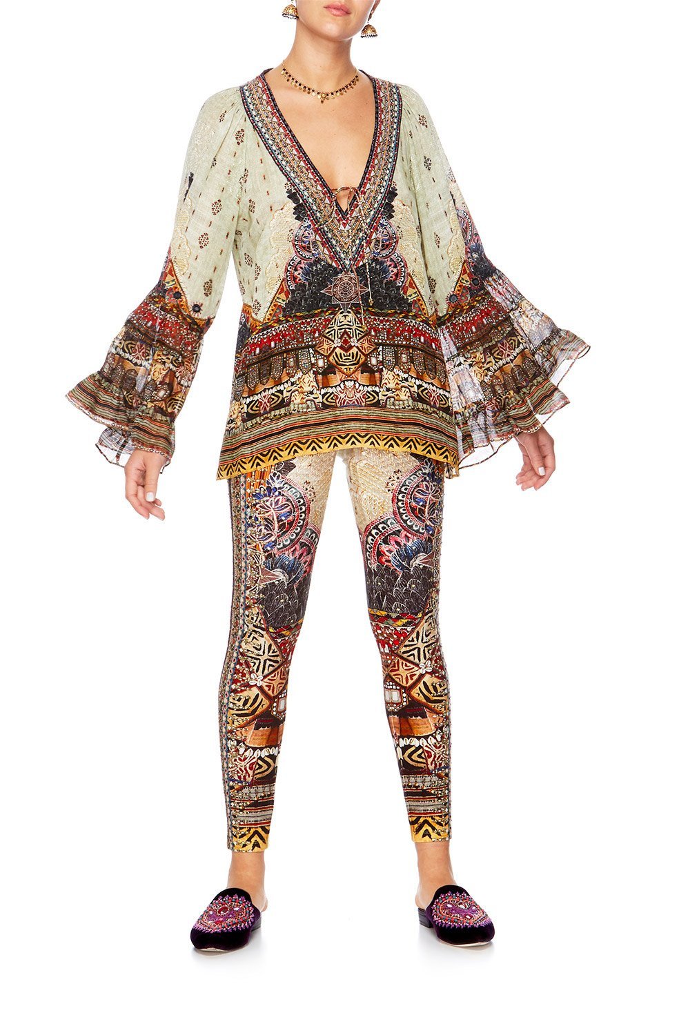 THE CARAVAN V-NECK LACE UP SHIRT