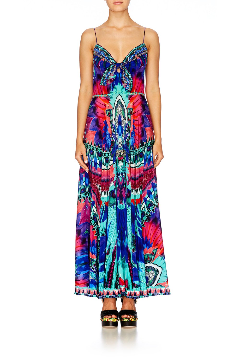 SKY FALL LONG DRESS WITH TIE FRONT