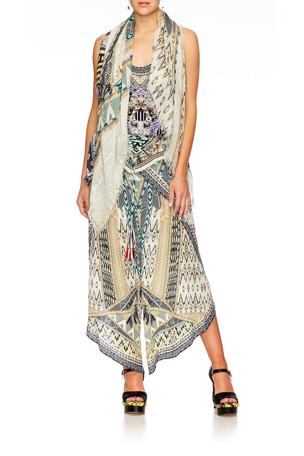 WEAVE ON SHEER SCARF W RAW EDGE