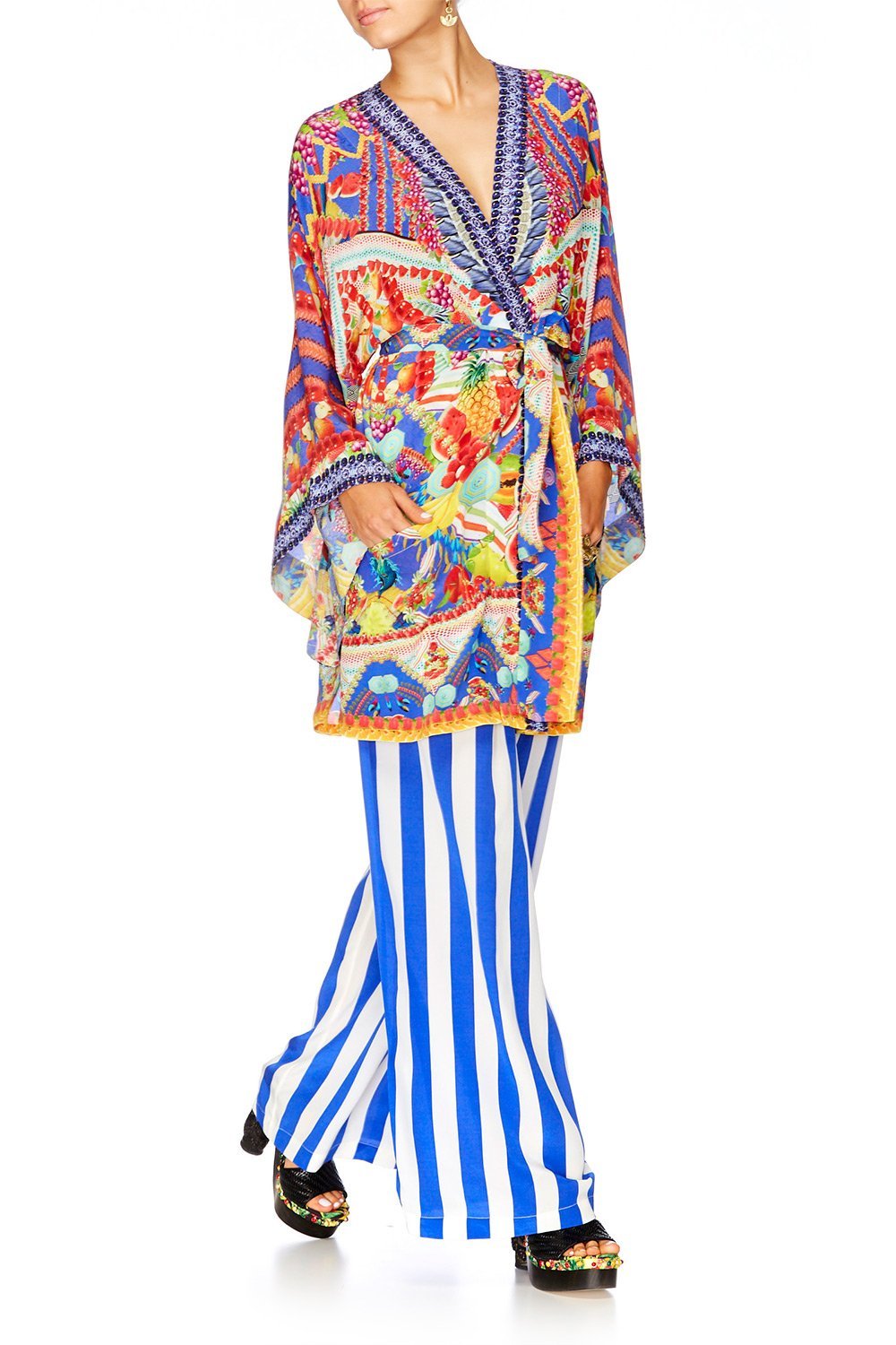 RIO RIOT KIMONO WITH TIE BELT