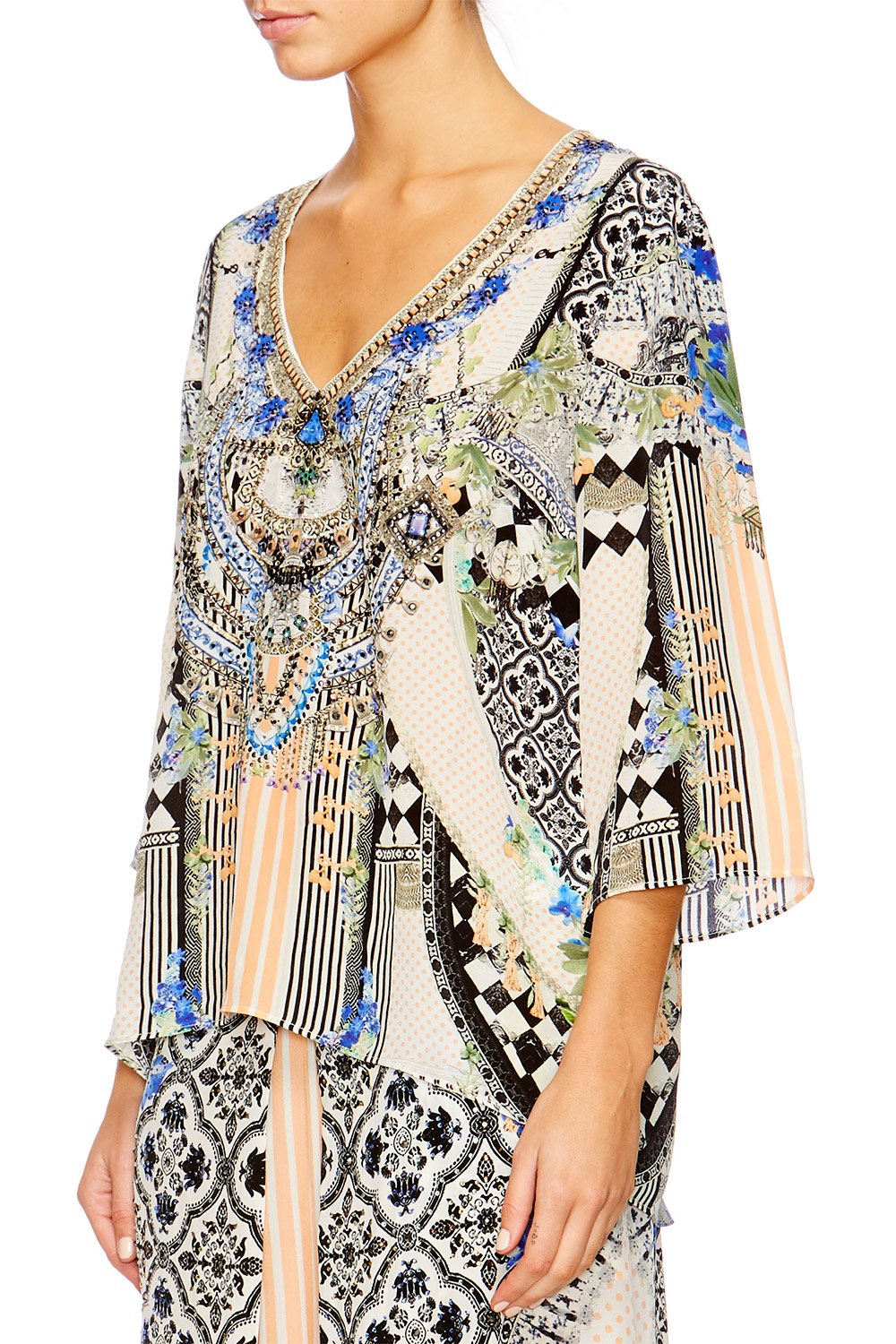 SALVADOR SECRETS V NECK OVERSIZED BLOUSE