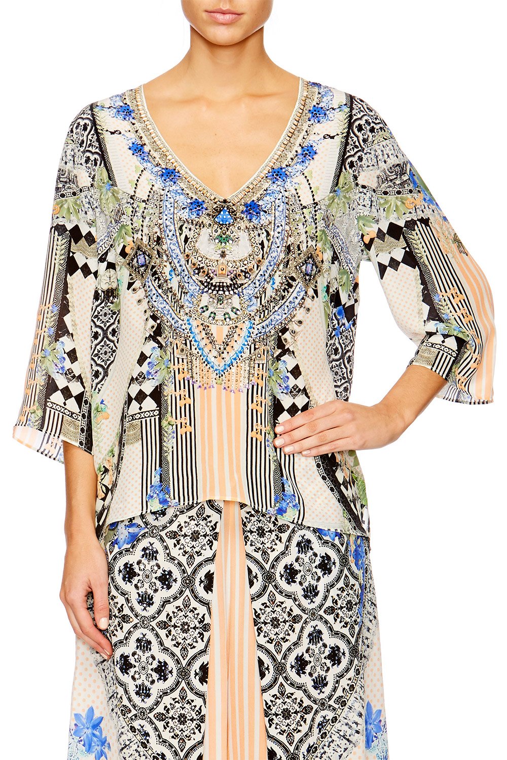 SALVADOR SECRETS V NECK OVERSIZED BLOUSE