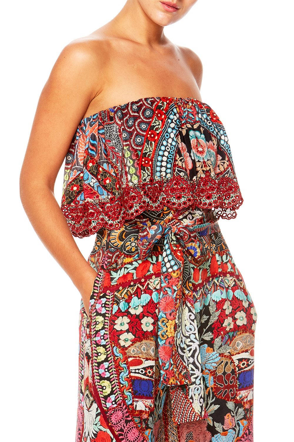 QUEEN ALIKA STRAPLESS JUMPSUIT W FRILL