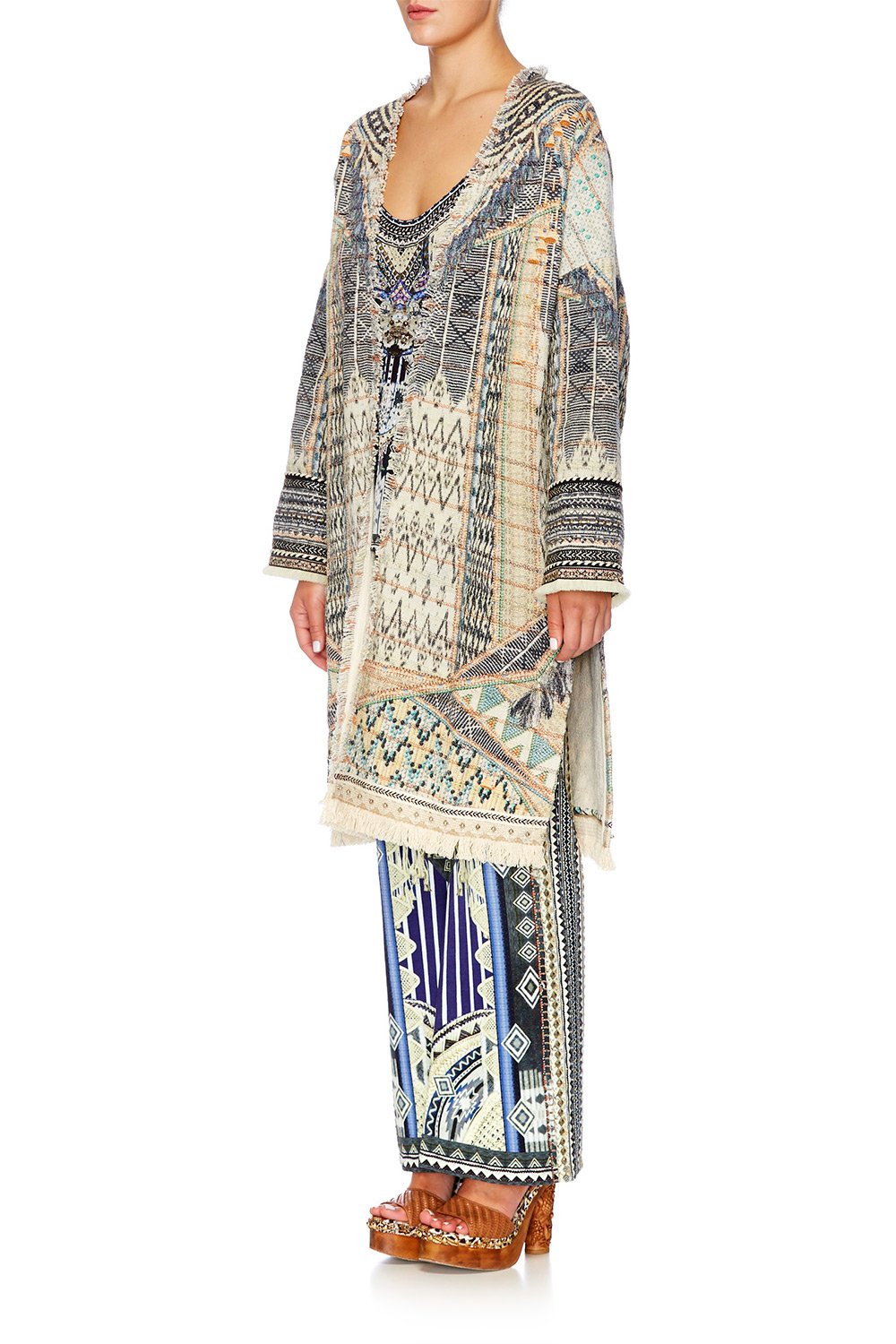 WEAVE ON LONG RELAXED COAT