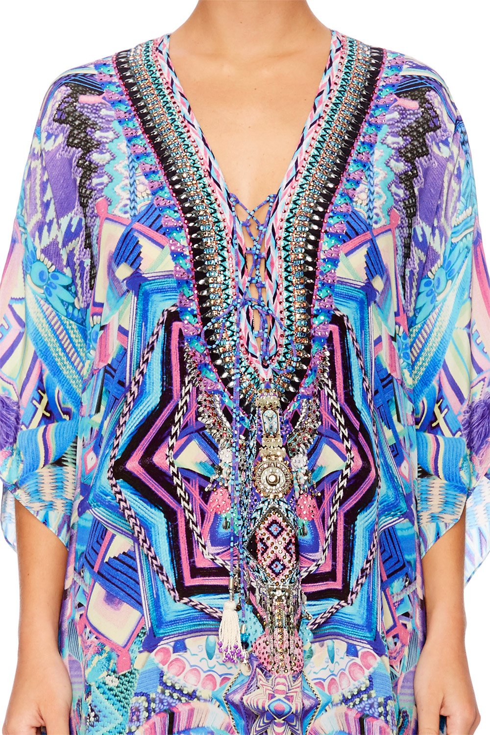 THREADS OF COSMOS SHORT LACE UP KAFTAN