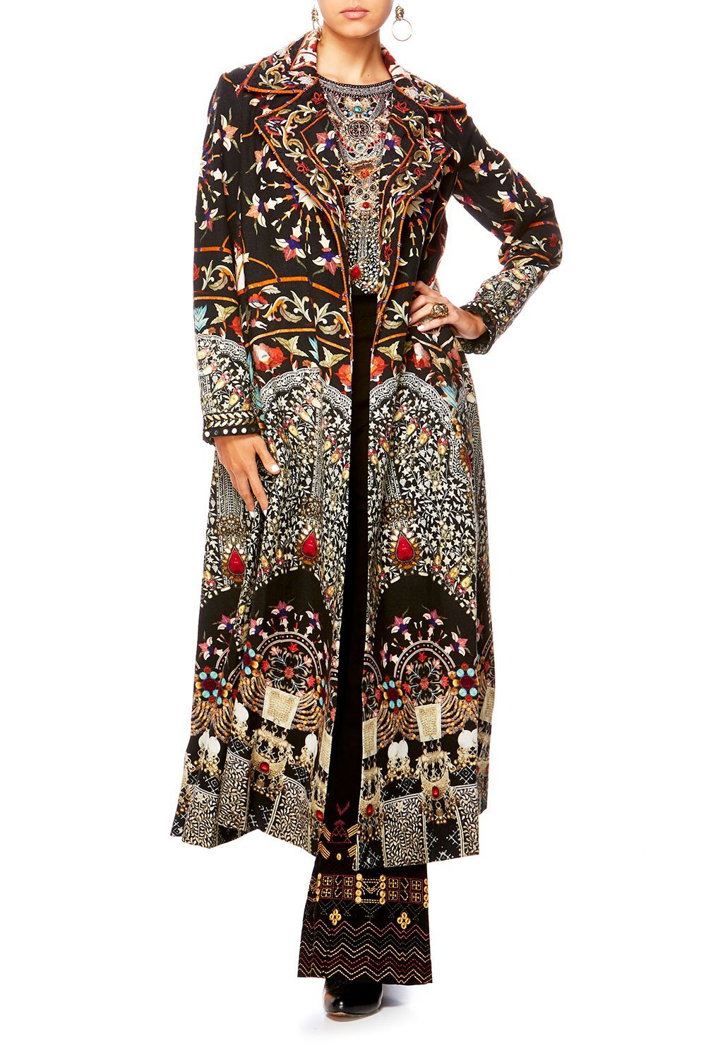 CHAMBER OF REFLECTIONS LONG OPEN COAT W WIDE COLLAR