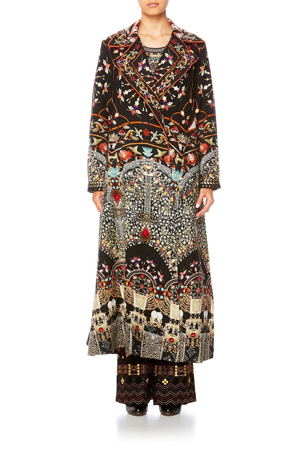 CHAMBER OF REFLECTIONS LONG OPEN COAT W WIDE COLLAR