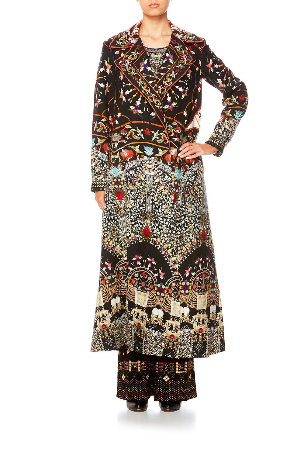 CHAMBER OF REFLECTIONS LONG OPEN COAT W WIDE COLLAR