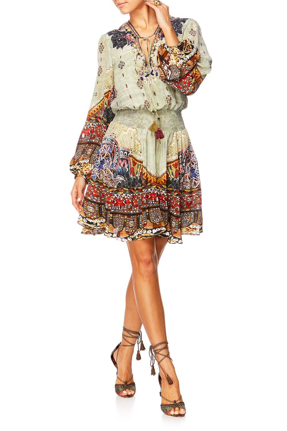 THE CARAVAN SHIRRED RELAXED SHORT DRESS