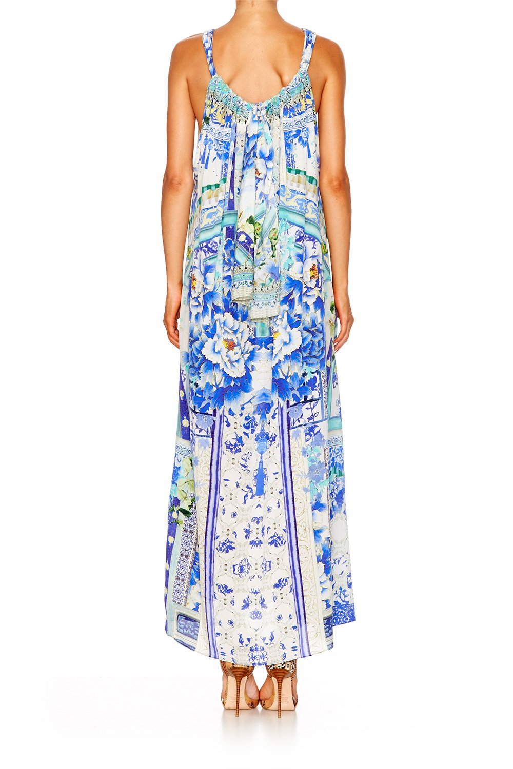 PORCELAIN PARADISE DRAWSTRING DRESS