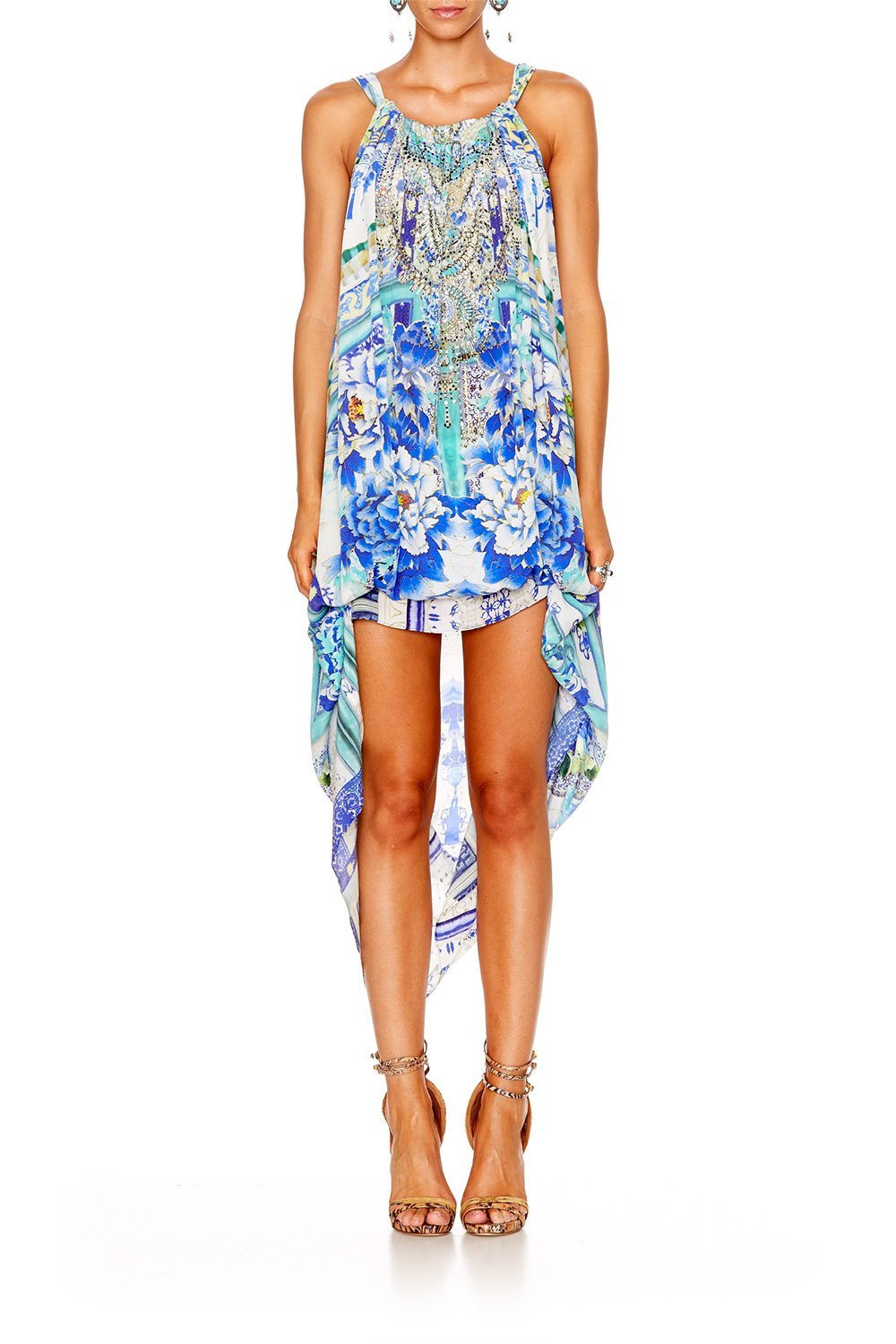 PORCELAIN PARADISE DRAWSTRING DRESS