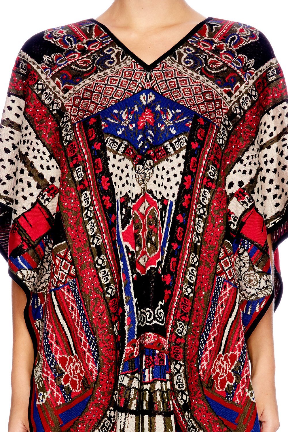 ABOUT A GIRL LONG VNECK PONCHO W FRINGING