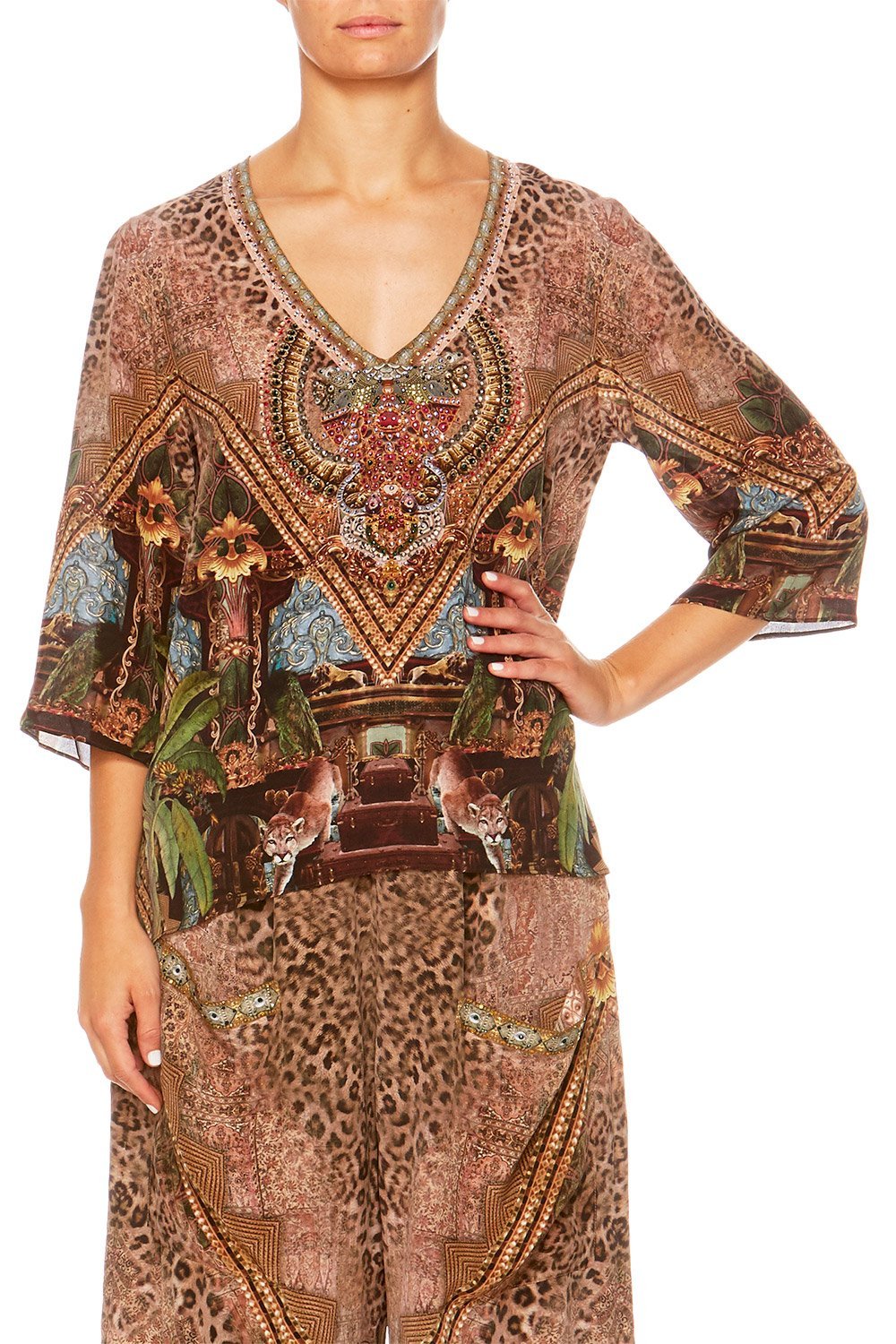 THE GYPSY LOUNGE V-NECK OVERSIZED BLOUSE