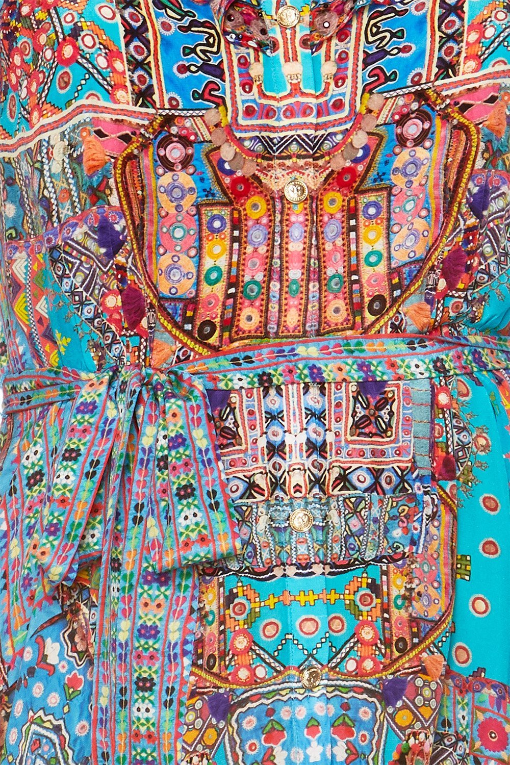 CAMILLA CANVAS OF COLOUR MINI BUTTON DOWN FRILL DRESS